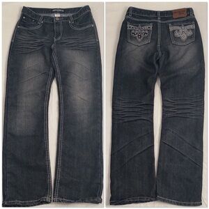 Meztizos blue gray black embellished straight jeans 16